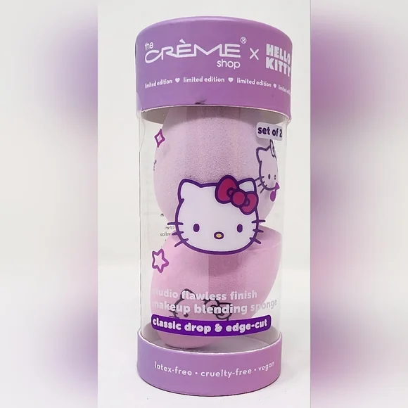 Hello Kitty The Creme Shop Makeup Blending Sponge Set Of 2 Latex & Cruelty Free - Picture 7 of 7